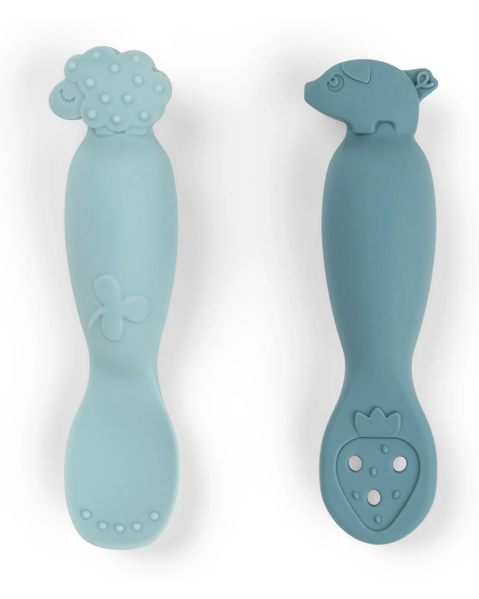 Set 2 Cucchiai da Apprendimento in Silicone - Tiny Farm - Blu