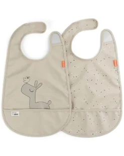 Set da Due Bavaglini Impermeabili con Tasca Deer Friends - Lalee - Sabbia - certificato Oeko-Tex