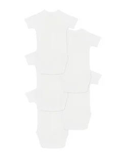 Set di 5 Body Incrociati a Maniche Corte - Bianco - Animali - Giorni della Settimana - 100% Cotone Bio