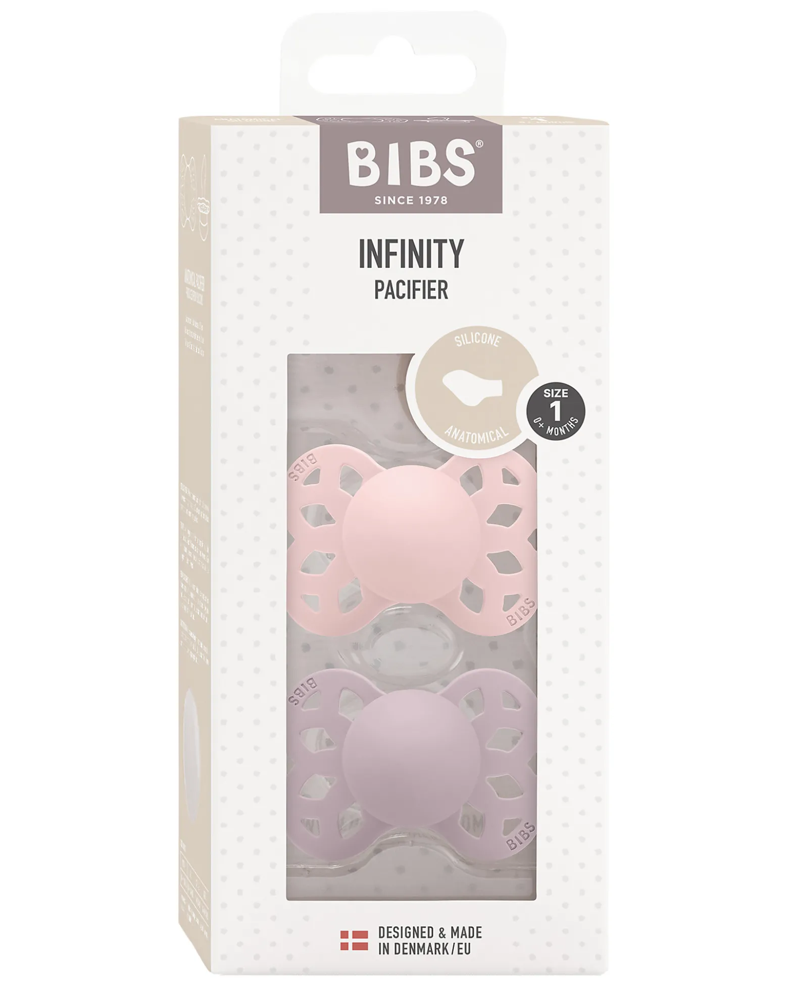 Set di 2 Ciucci Infinity - Tettarella Anatomica in Silicone - Blossom/Dusky Lilac - Senza PBA e PVC!