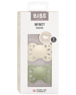 Set di 2 Ciucci Infinity - Tettarella Anatomica in Silicone - Avorio/Salvia - Senza PBA e PVC!