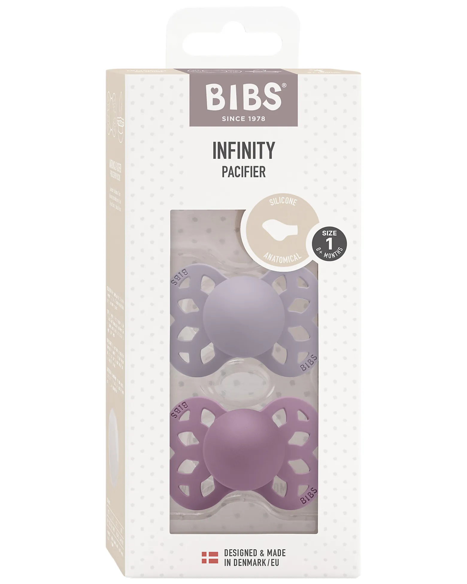 Set di 2 Ciucci Infinity - Tettarella Anatomica in Silicone - Fossil Grey/Mauve - Senza PBA e PVC!