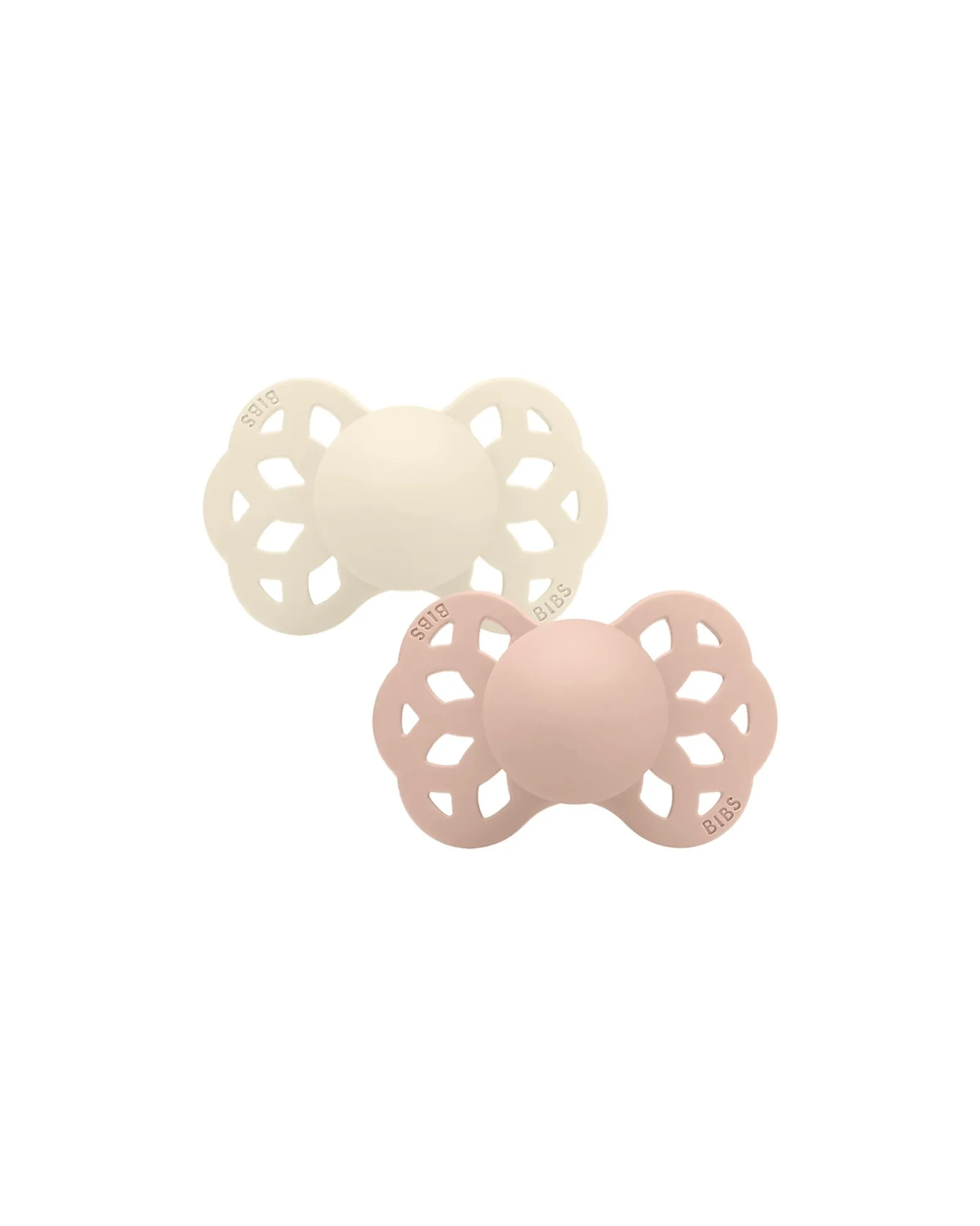 Set di 2 Ciucci Infinity - Tettarella Anatomica in Silicone - Avorio/Rosa Cipria - Senza PBA e PVC!
