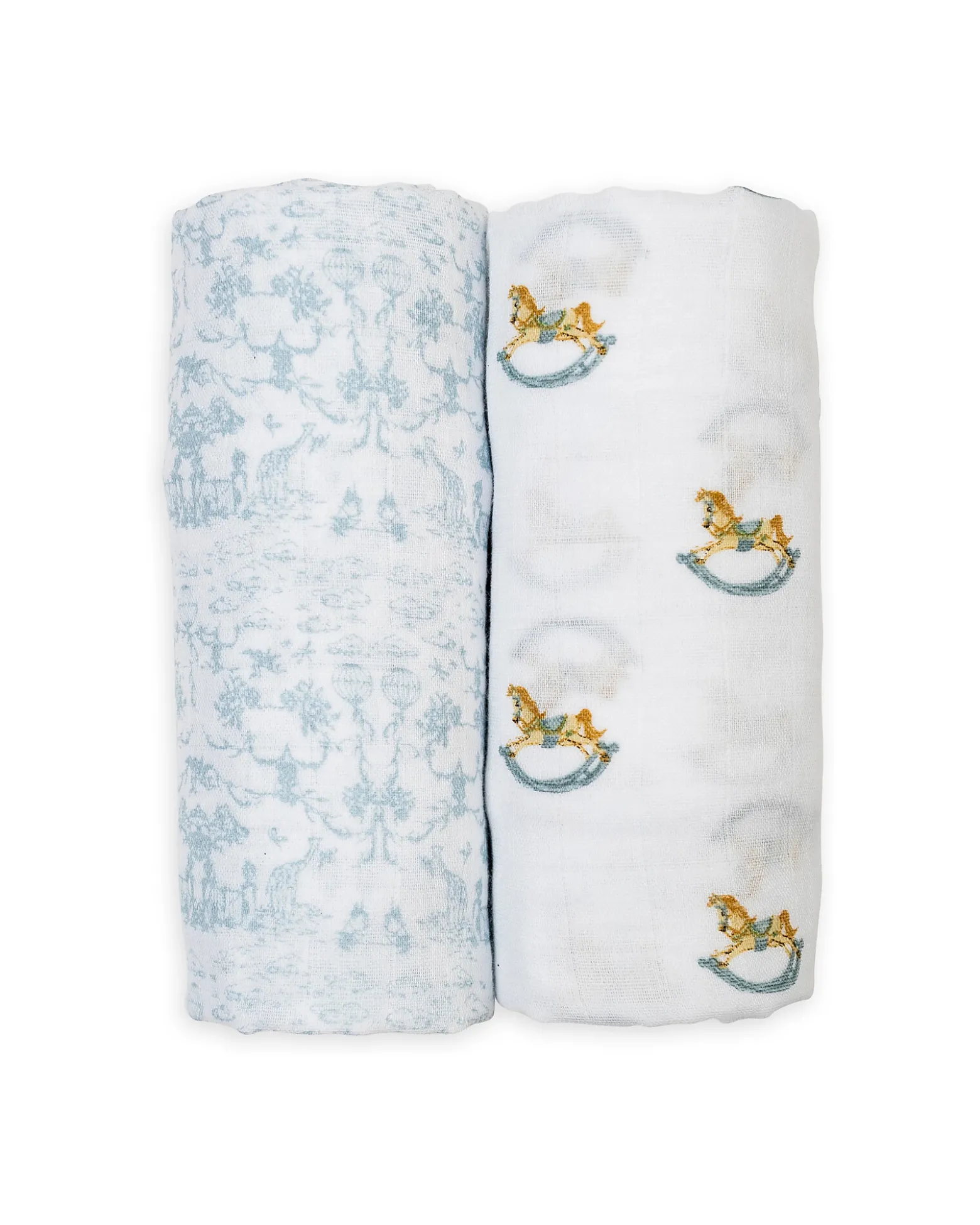 Set di 2 Copertine Swaddle 100 x 100 cm - Cavallo a Dondolo/Toile - 100% mussola di cotone