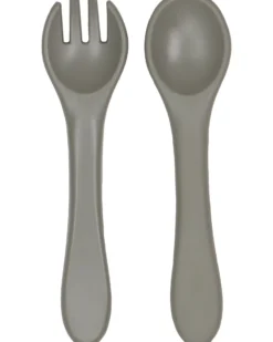 Set Forchetta e Cucchiaio - Grigio Olivastro - Silicone