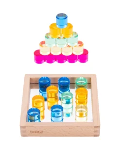Set Gioco Vassoio con Specchio e Gemme Tonde - 25 Pezzi - dai 3 Anni - Per Lavagna Luminosa