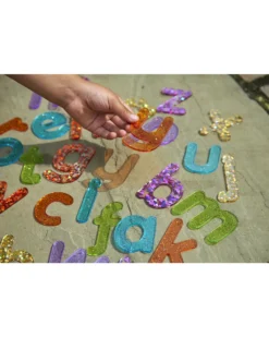 Set 26 Lettere Glitterate per Lavagna Luminosa - Divertimento e Conoscenza Sensoriale