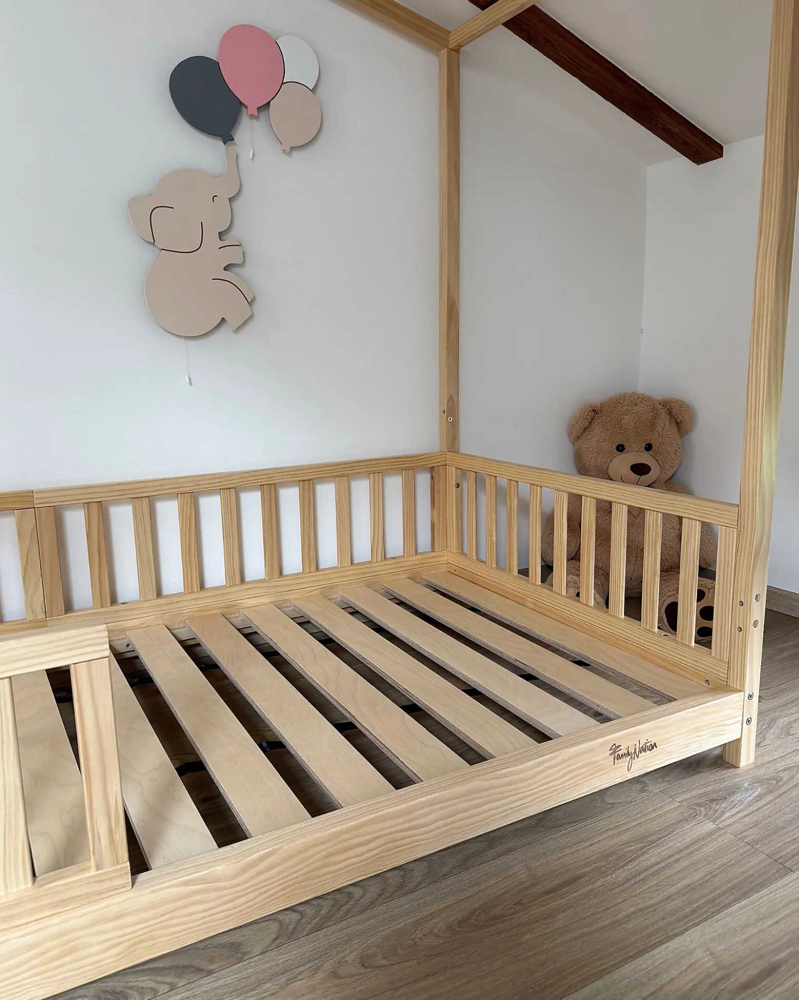 Set 2: Letto Montessori Evolutivo Evi 200x90cm + Letto/Cassetto