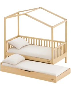 Set 2: Letto Montessori Evolutivo Evi 200x90cm + Letto/Cassetto