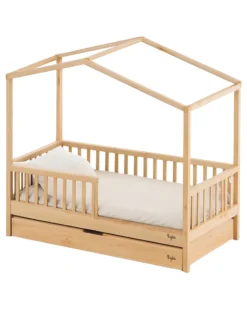 Set 2: Letto Montessori Evolutivo Evi 140x70cm + Cassetto