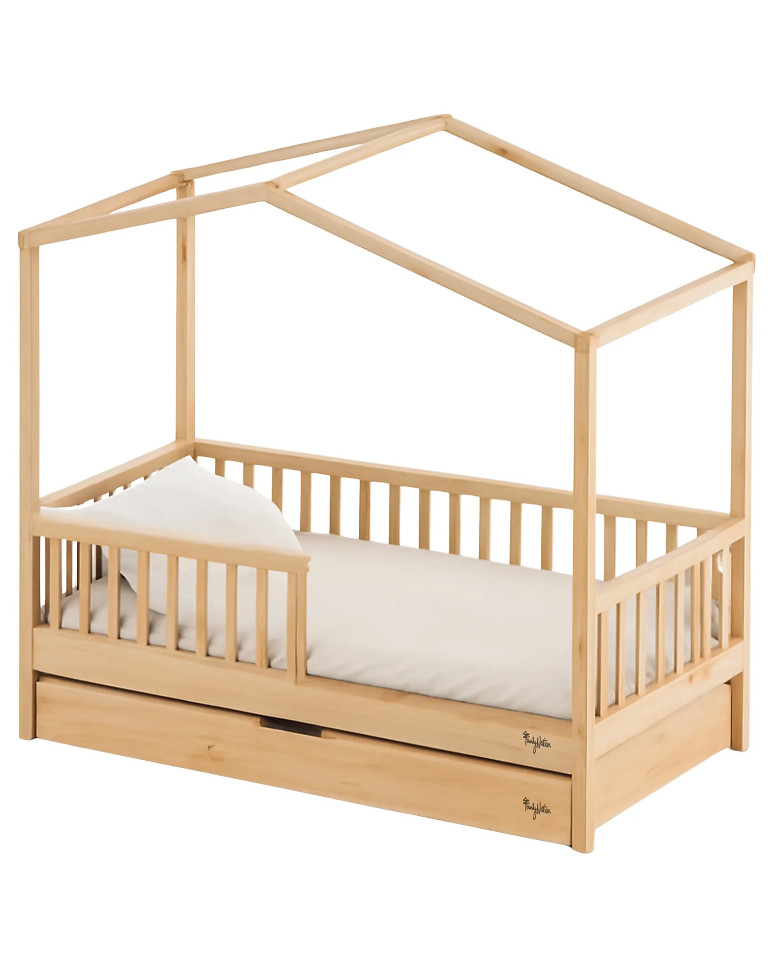 Set 2: Letto Montessori Evolutivo Evi 140x70cm + Cassetto