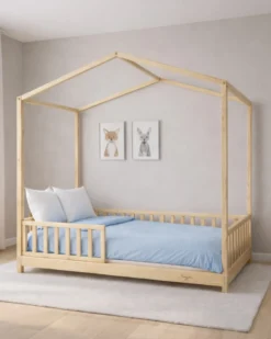 Set 3: Letto Montessori Evolutivo Evi 140x70cm + Cassetto + Materasso 11 cm Aloe Vera