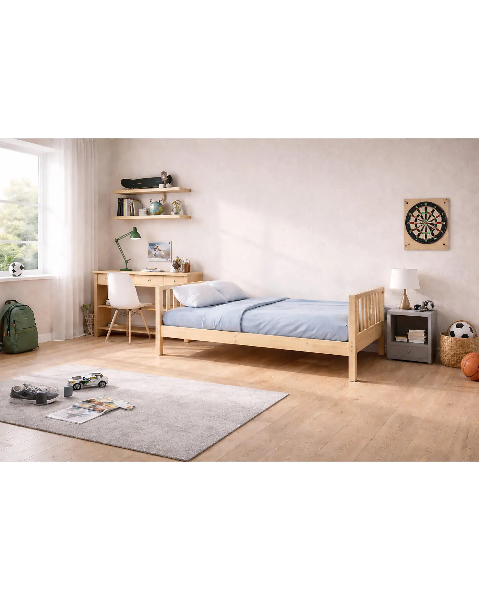 Set 3: Letto Montessori Evolutivo Evi 200x90cm + Letto/Cassetto + Materasso 12 cm Aloe Vera