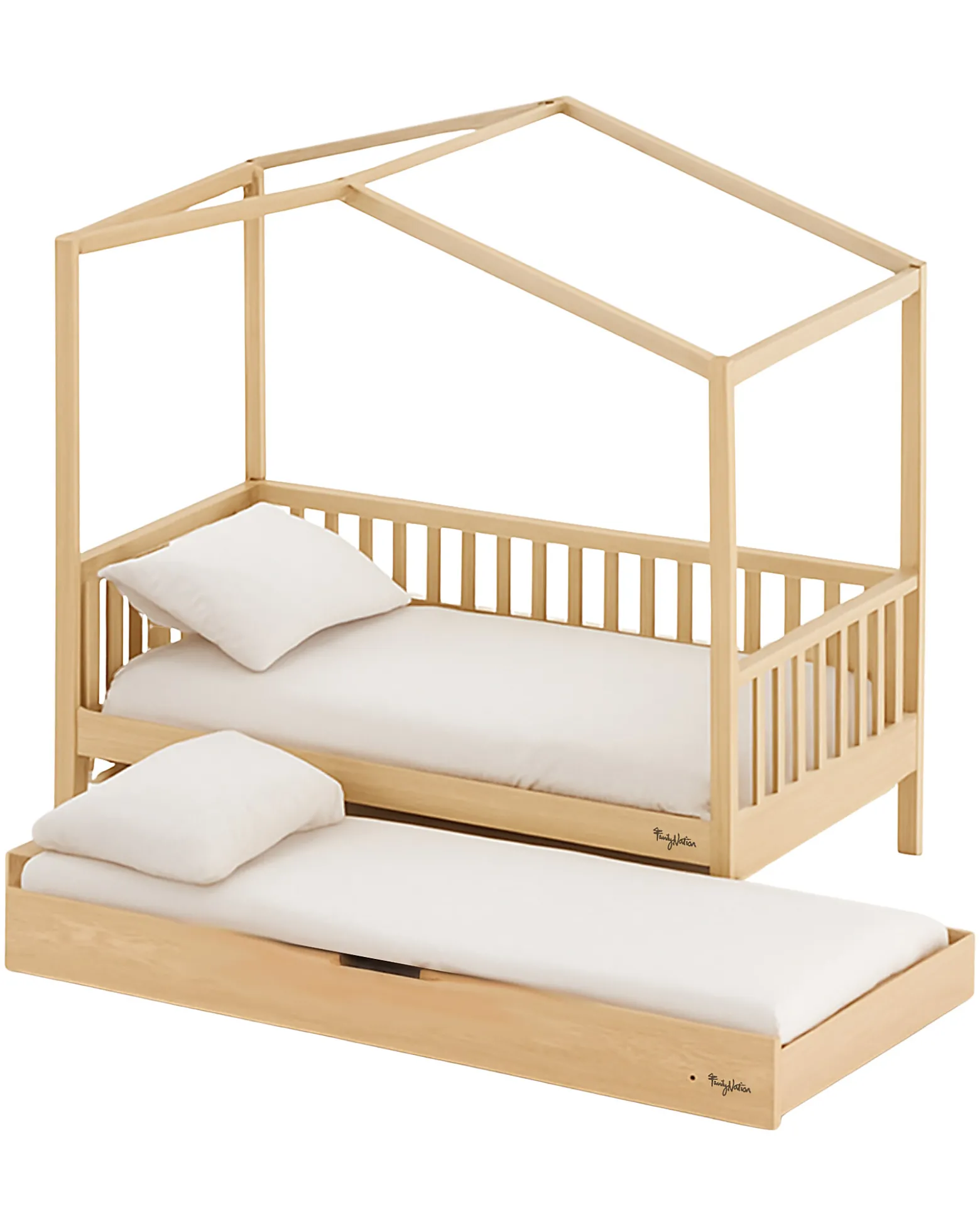 Set 4: Letto Montessori Evolutivo Evi 200x90cm + Letto/Cassetto + Materasso 12 cm Aloe Vera per Letto + Materasso 11 cm Aloe Vera per Cassetto