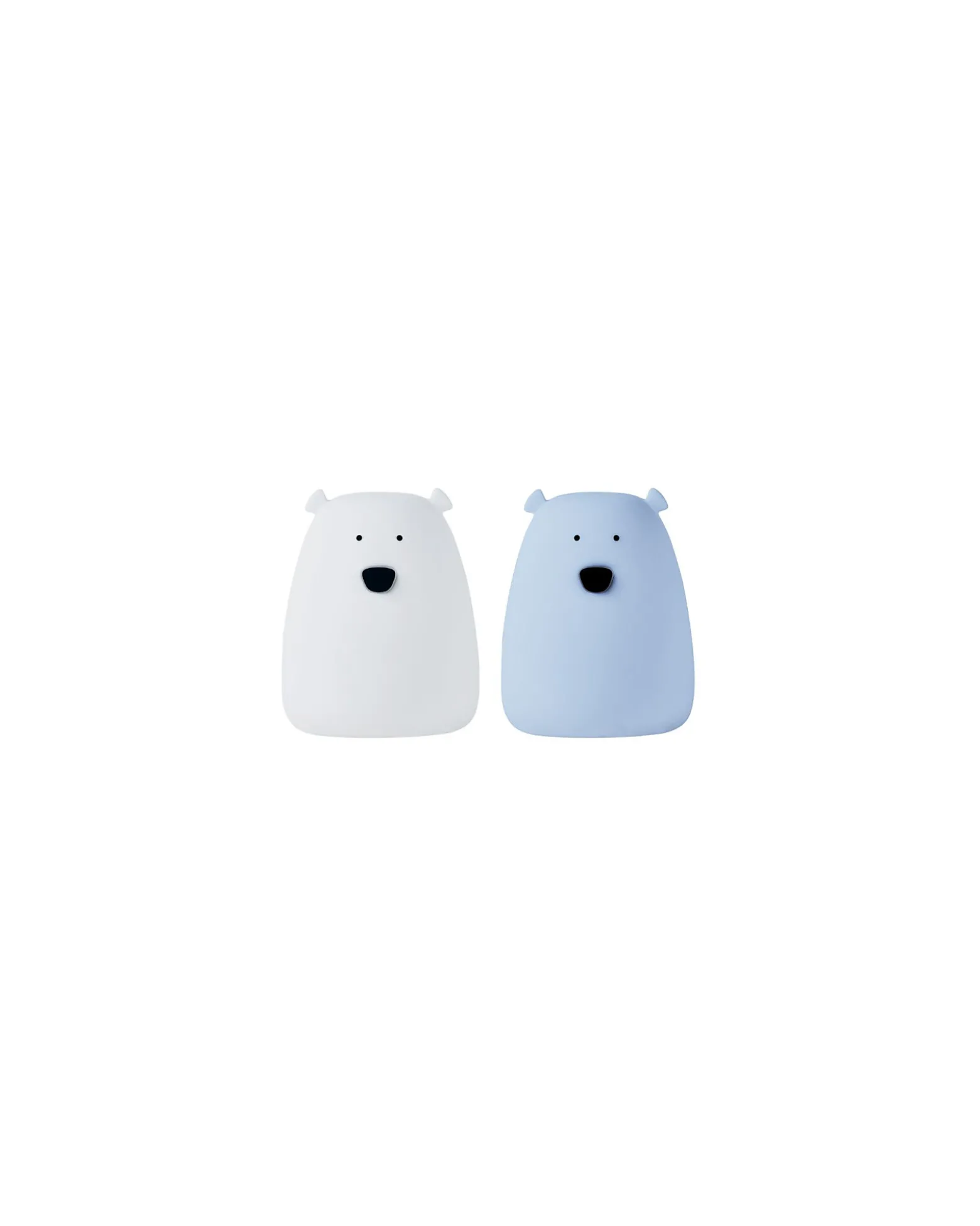 Set 2 Luci da Notte Portatile Orsetto In Morbido Silicone - Bianco e Azzurro - 10x8.6 cm