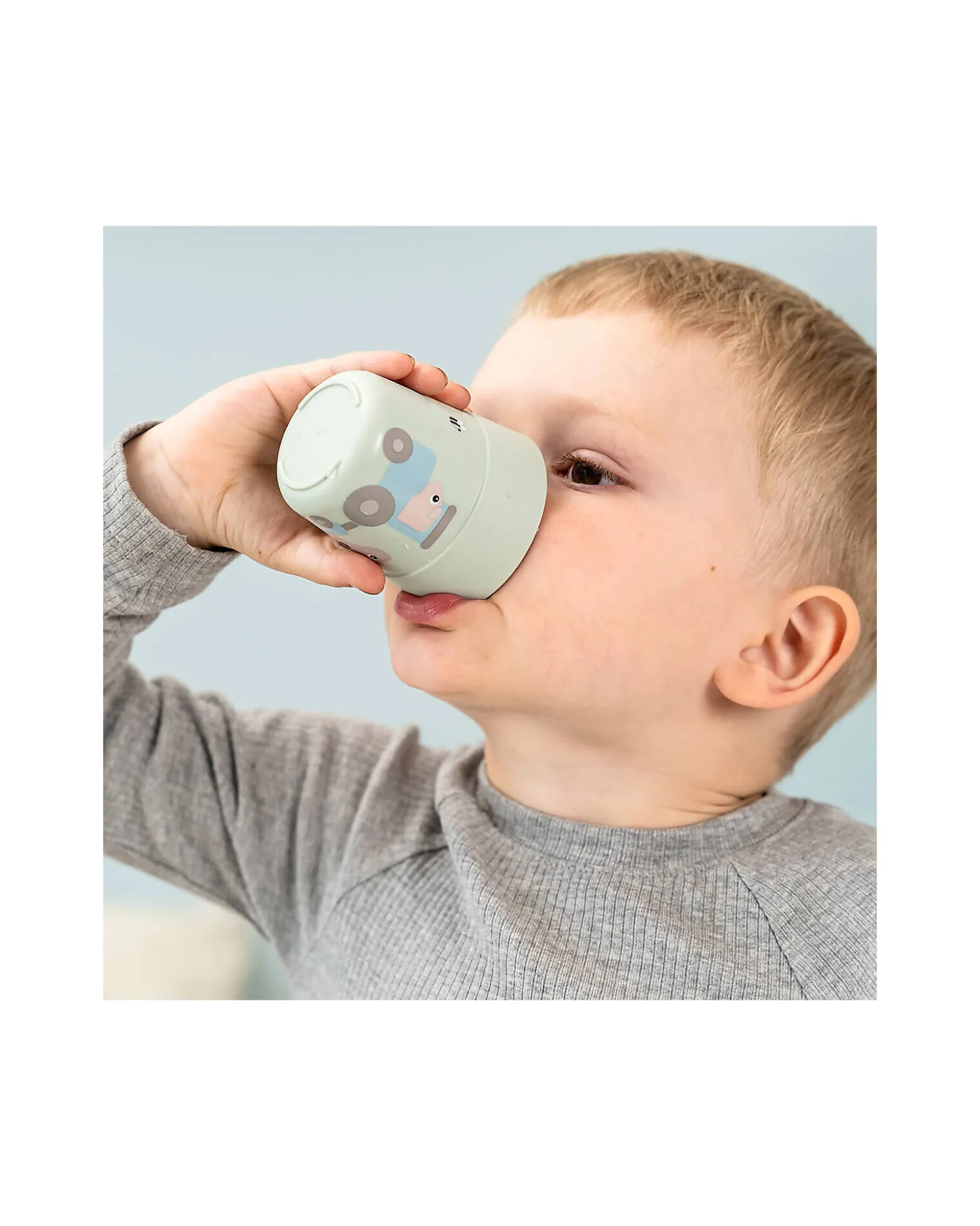 Set Pappa Foodie - Piatto con Scomparti Bicchiere e Posate - Tiny Farm - Verde - 100% PP Alimentare