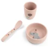 Set Pappa Stick & Stay - Ciotola Bicchiere e Cucchiaio - Celebration - Cipria - 100% Silicone Alimentare
