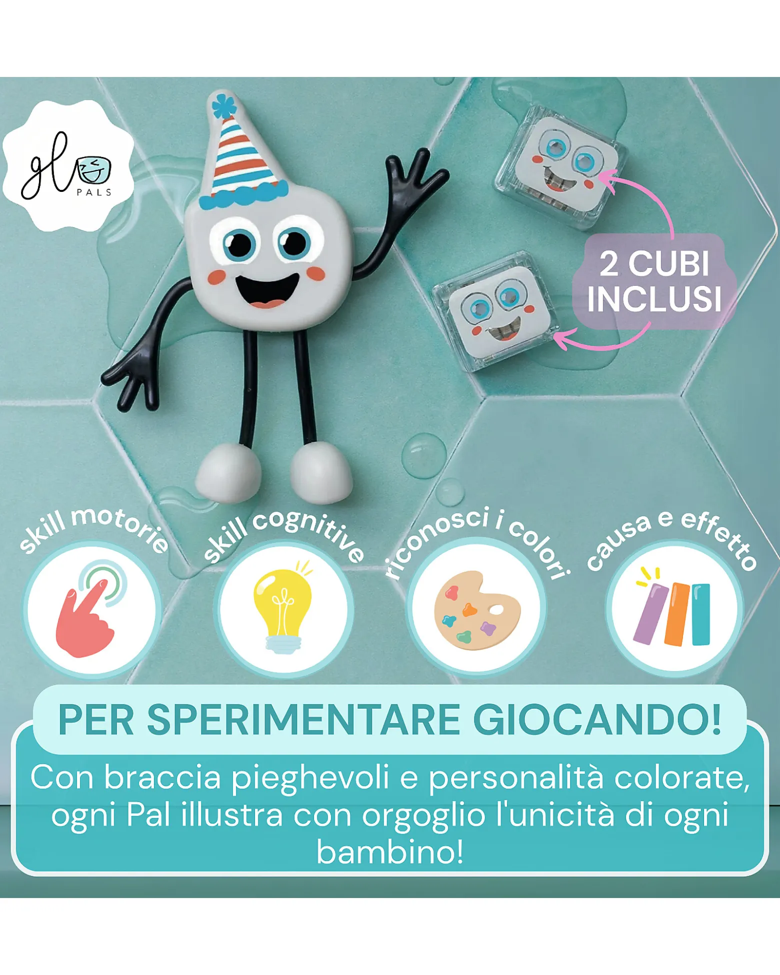 Set Personaggio Pippa - con 2 Cubi Inclusi - Verde - Adatto da 3 anni - 100% Plastica Riciclata