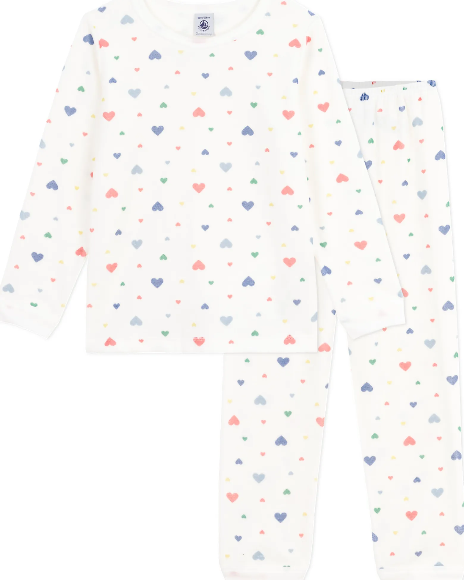 Set Pigiama in Ciniglia - Maglia/Pantalone - Cuori - Bianco - 100% Cotone