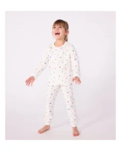 Set Pigiama in Ciniglia - Maglia/Pantalone - Cuori - Bianco - 100% Cotone
