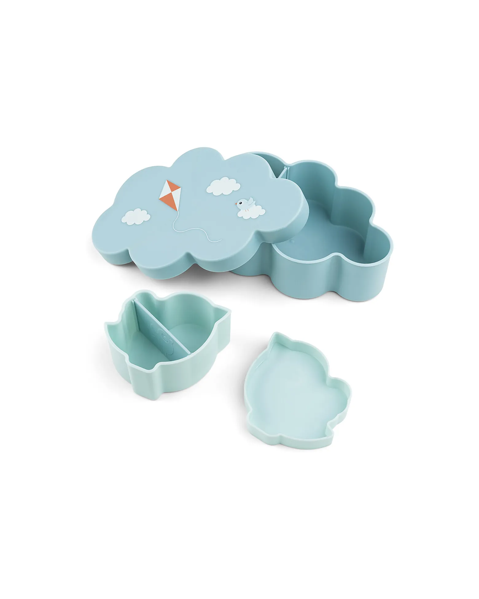 Set Porta Merenda Box Portapranzo e Cannuccia - Blu - Perfetto per Asilo e Gite Fuori Porta