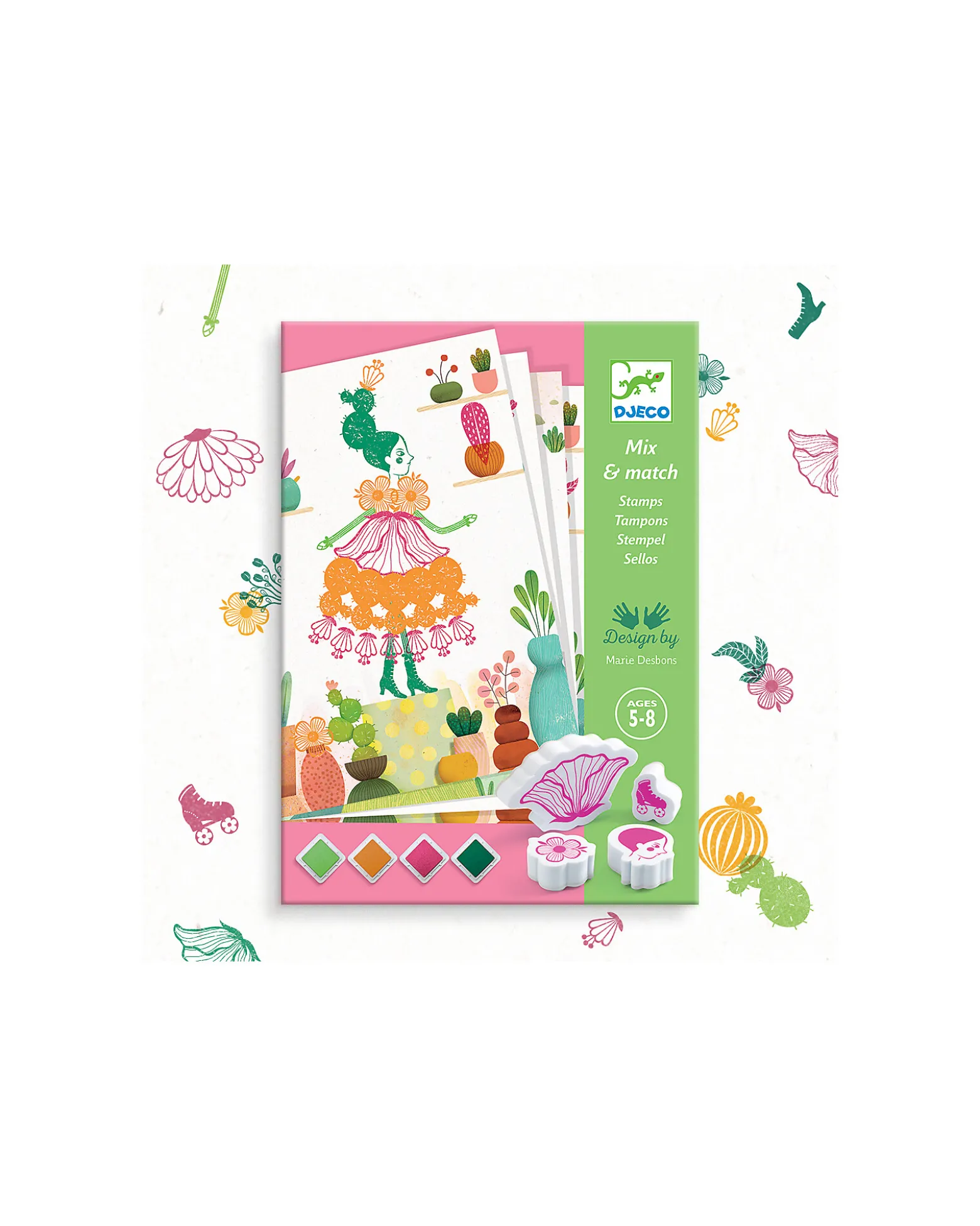 Set Timbri Flowers Girls - 14 Immagini e 4 Colori