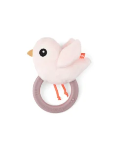 Sonaglio Sensoriale con Massaggiagengive - 11 x 9,5 x 3,5 cm - Birdee - Cipria - 0+