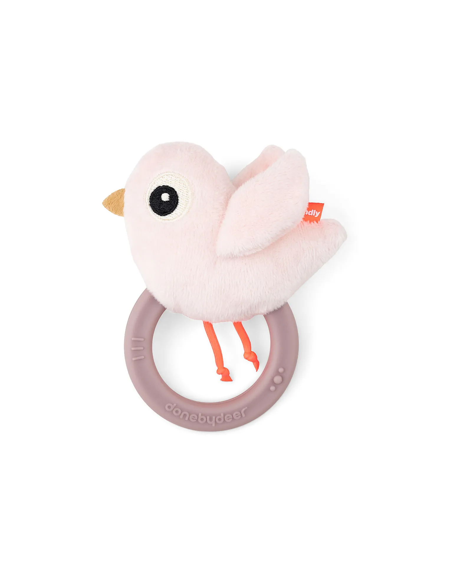 Sonaglio Sensoriale con Massaggiagengive - 11 x 9,5 x 3,5 cm - Birdee - Cipria - 0+