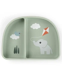 Stick&Stay Ciotola con Scomparti - Playground - Verde - 100% Silicone Alimentare