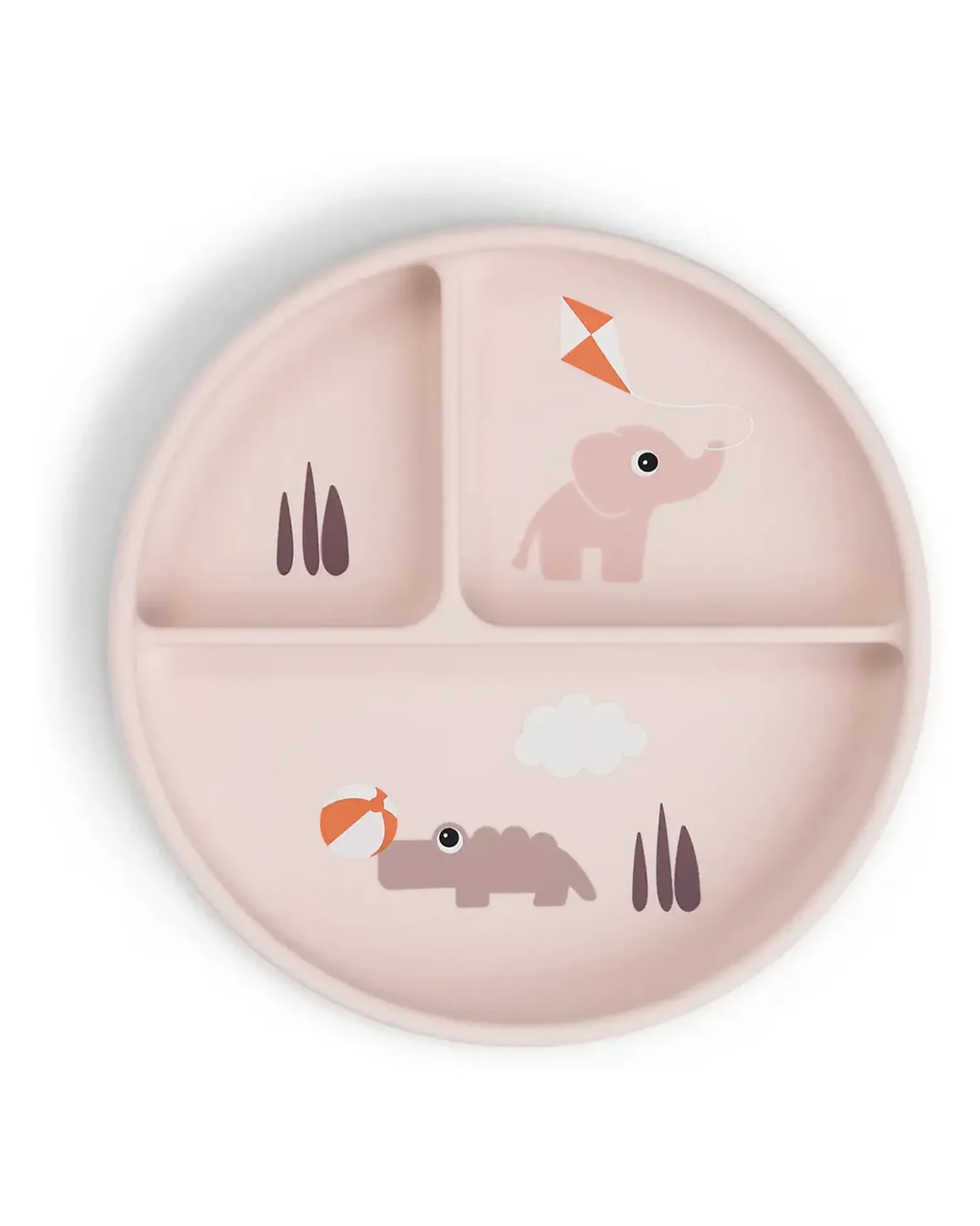 Stick&Stay Piatto con Scomparti - Playground - Cipria - 100% Silicone