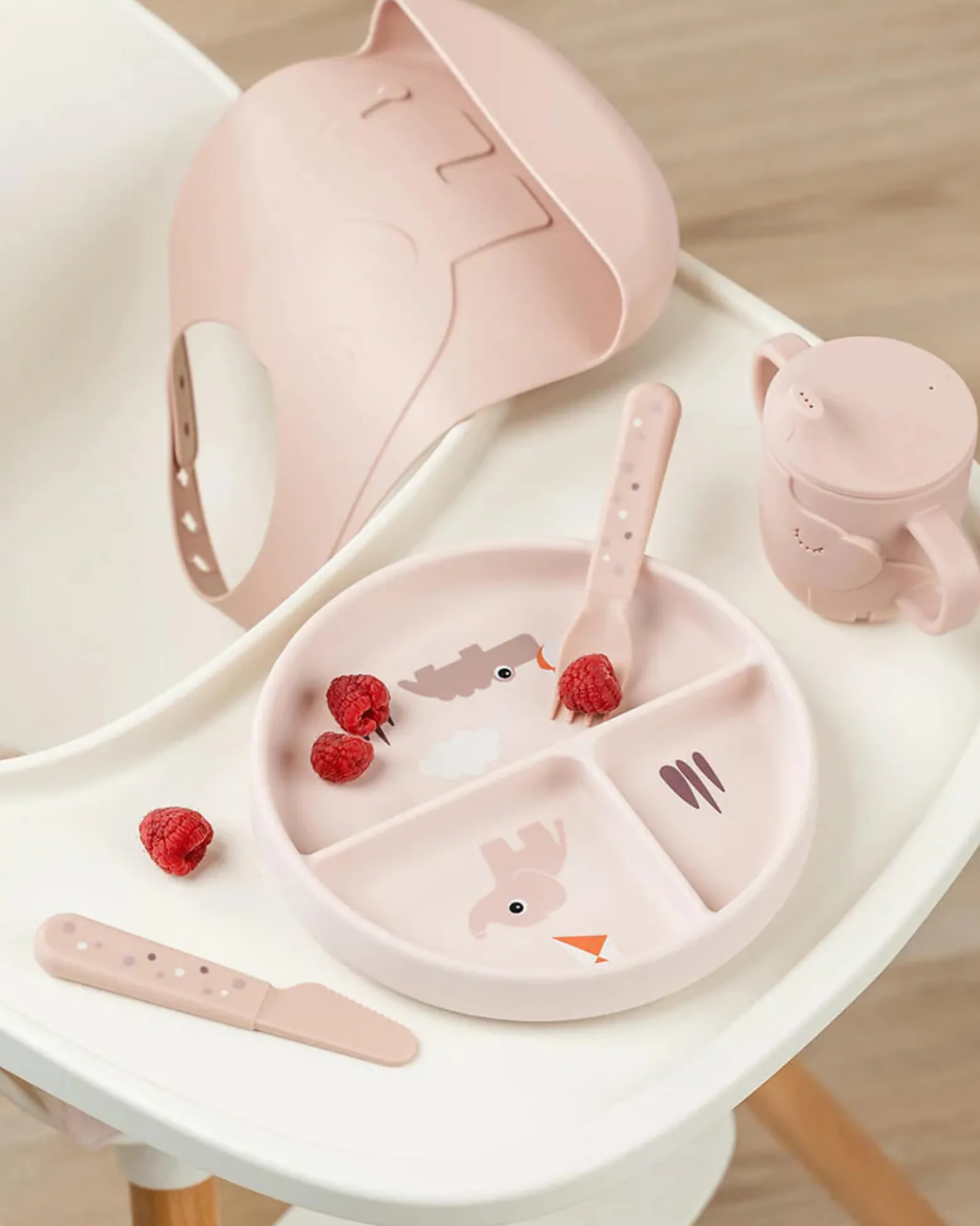 Stick&Stay Piatto con Scomparti - Playground - Cipria - 100% Silicone