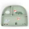 Stick&Stay Piatto con Scomparti - Playground - Verde - 100% Silicone Alimentare