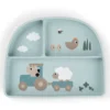 Stick&Stay Piatto con Scomparti - Tiny Farm - Blu - 100% Silicone Alimentare