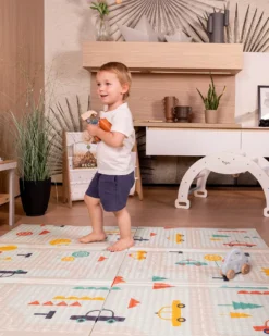 Tappeto Gioco Pieghevole Montessori 2 in 1 Reversibile e Morbido - Dino Friends - 180x150cm - dalla Nascita