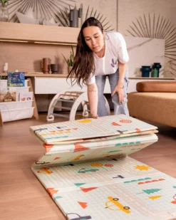 Tappeto Gioco Pieghevole Montessori 2 in 1 Reversibile e Morbido - Dino Friends - 180x150cm - dalla Nascita