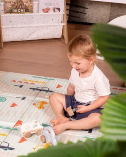 Tappeto Gioco Pieghevole Montessori 2 in 1 Reversibile e Morbido - Dino Friends - 180x150cm - dalla Nascita