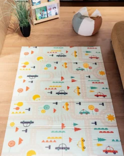 Tappeto Gioco Pieghevole Montessori 2 in 1 Reversibile e Morbido - Dino Friends - 180x150cm - dalla Nascita