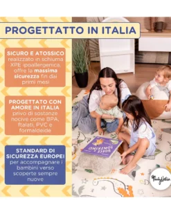 Tappeto Gioco Pieghevole Montessori 2 in 1 Reversibile e Morbido - Dino Friends - 180x150cm - dalla Nascita