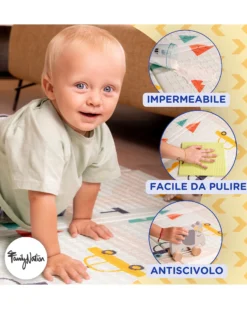 Tappeto Gioco Pieghevole Montessori 2 in 1 Reversibile e Morbido - Animal Friends - 180x150cm - dalla Nascita
