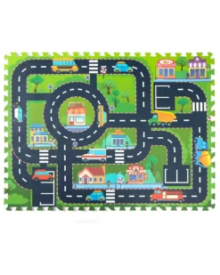 Tappeto Gioco Puzzle Montessori - City - 12 Pezzi - Morbido e Sicuro dalla Nascita - 117,5x88,5 cm - dalla Nascita