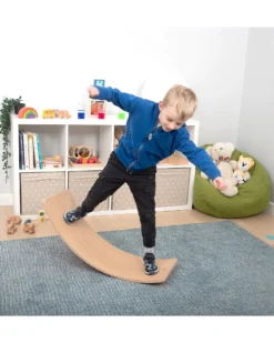 Tavola di Equilibrio - Feltro Arancione - in Legno - Divertimento ed Esercizio per Grandi e Piccini