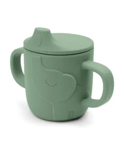 Tazza con Beccuccio Peekaboo - Elphee - Verde - 100% Silicone Alimentare - con Due Manici