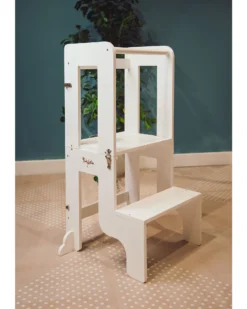 Torre Montessori 2 in 1 - Bianco - Convertibile in Tavolo+Sedia