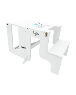 Torre Montessori 2 in 1 - Bianco - Convertibile in Tavolo+Sedia