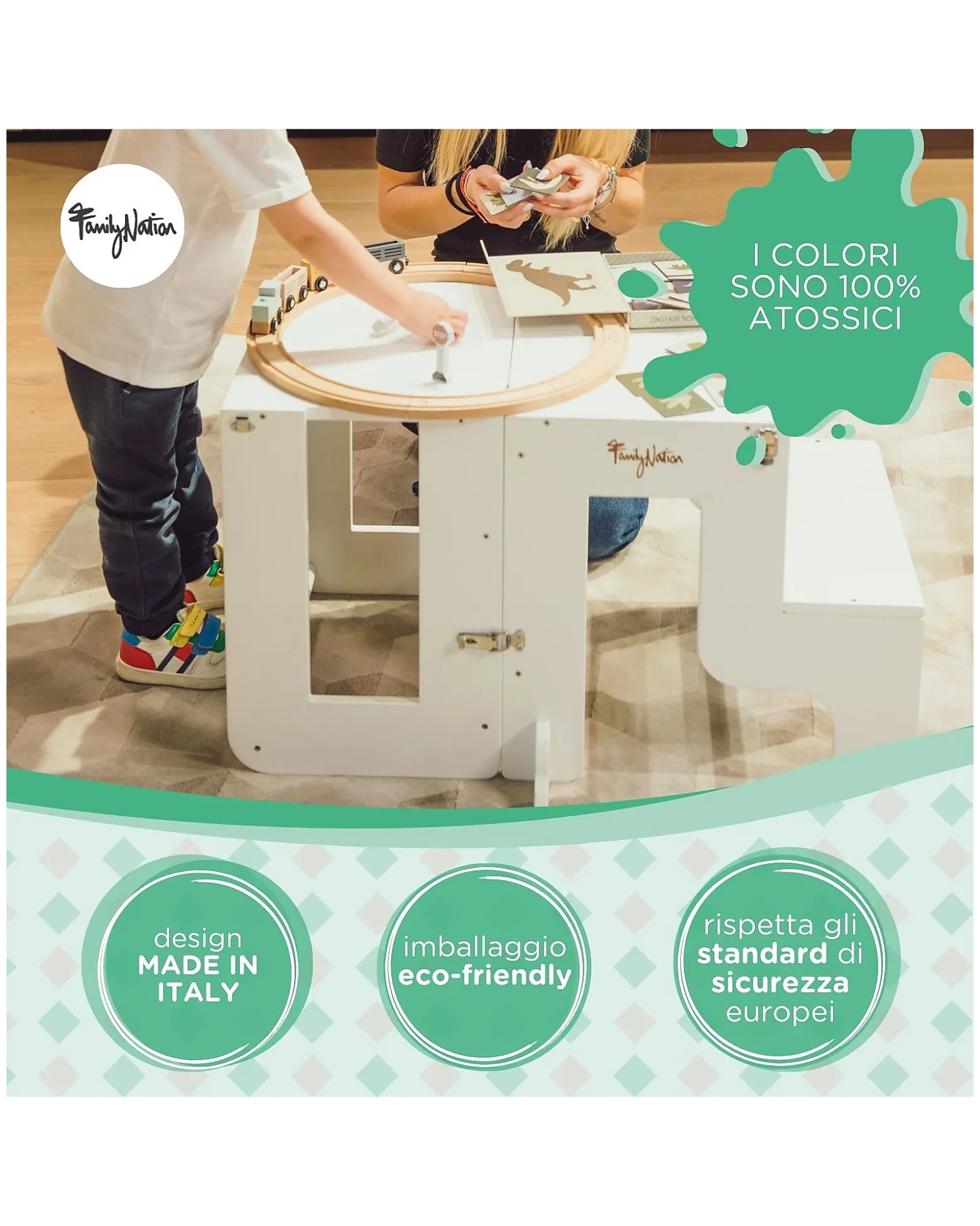 Torre Montessori 3 in 1 - Bianco - Lavagna Magnetica e Convertibile in Tavolo+Sedia
