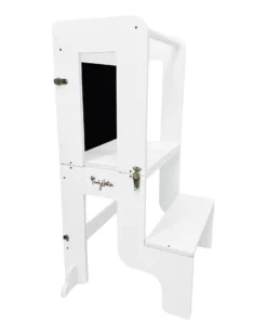 Torre Montessori 3 in 1 - Bianco - Lavagna Magnetica e Convertibile in Tavolo+Sedia