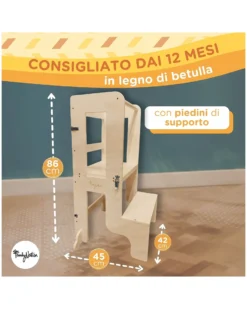 Torre Montessori 2 in 1 - Natural - Convertibile in Tavolo+Sedia