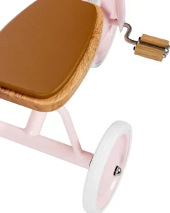 Triciclo Legno ed Ecopelle con Cestino - Rosa - Dai 3 anni