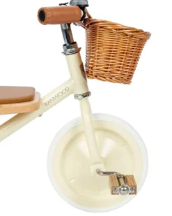 Triciclo Legno ed Ecopelle con Cestino - Panna - Dai 3 anni