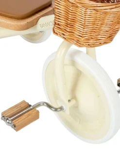 Triciclo Legno ed Ecopelle con Cestino - Panna - Dai 3 anni